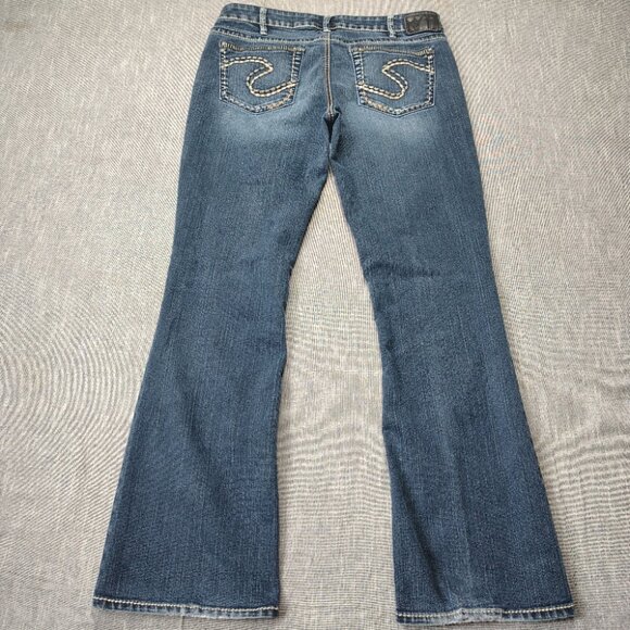 Silver Jeans Women's Size 34x32 Aiko Bootcut Low/Mid Rise Thick Stitch Denim - Picture 1 of 14